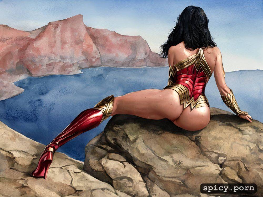 wonder woman, 8k, view from behind, round ass, realistic skin legs spread - #main