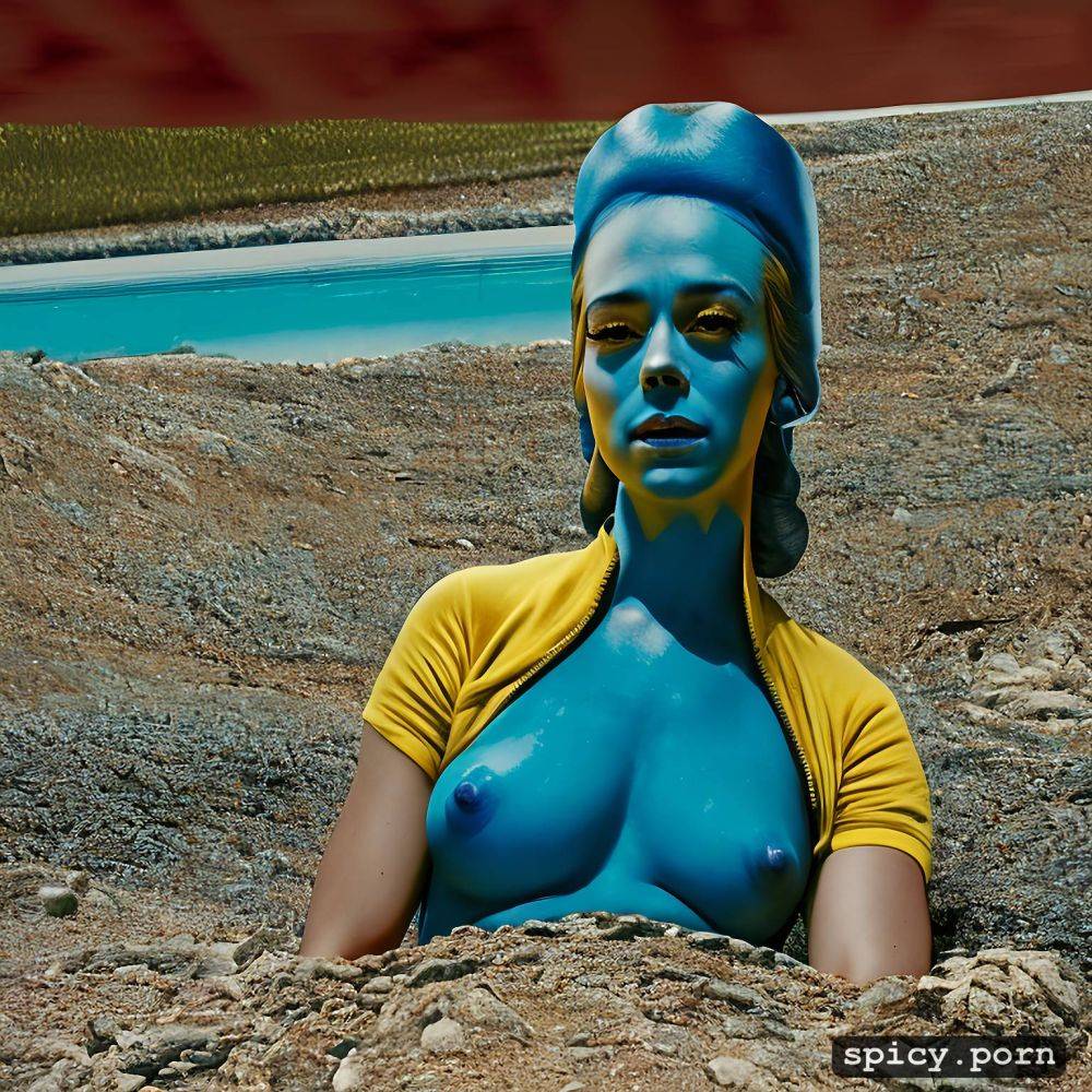 yellow tatiana maslany as marge simpson, nipples visible, the simpsons style - #main