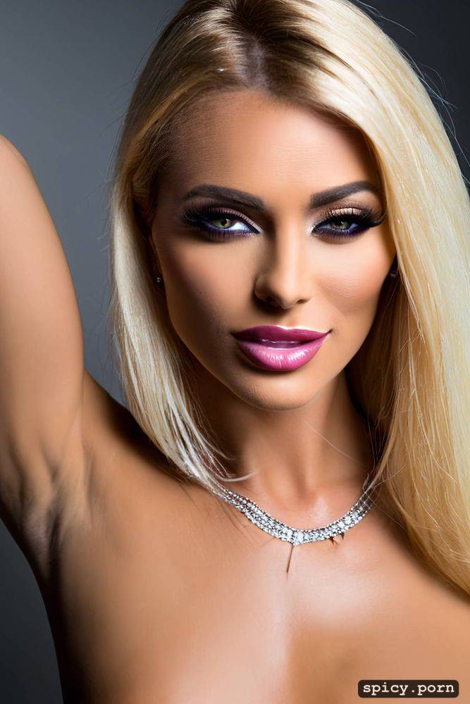 face close up, smoky eyes, correct shadows from light spot, diamon jewelry - #main