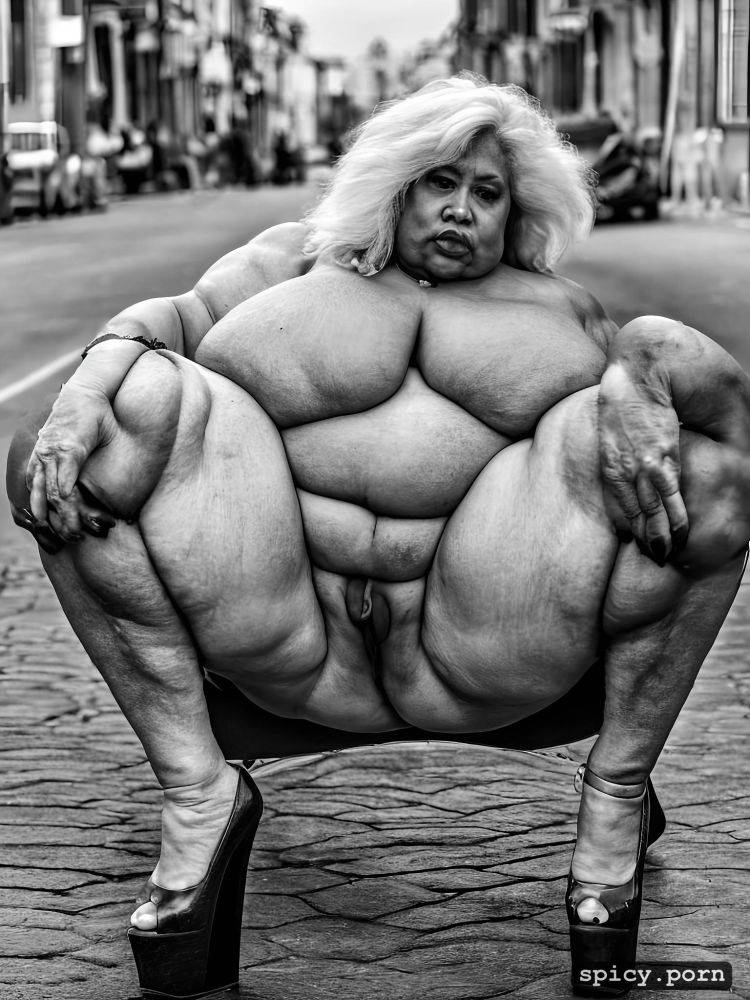 in the street, big belly, obese lady, ultra detailed, muscle lady - #main