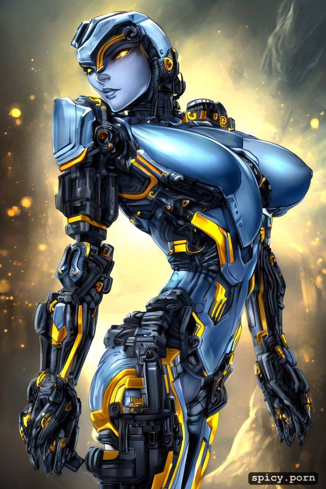 strong warrior robot, vibrant, intricate, precise lineart, female - #main