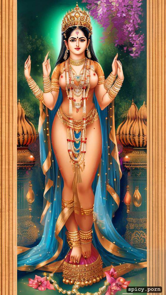 style realistic beautiful hindu goddess, nude, devi with multiple hands - #main