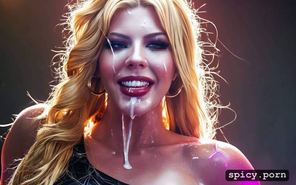 retrowave neon lights, cum all over covered in cum cum dripping cum on face tears in eyes - #main