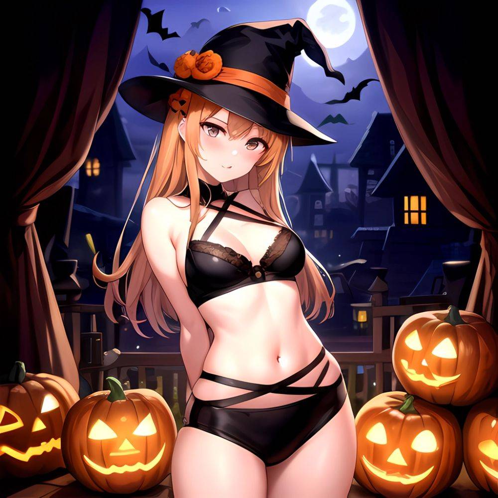 1girl Solo Sexy Outfit Halloween Pumpkins Standing Arms Behind Back, 1724347930 - AIHentai - #main