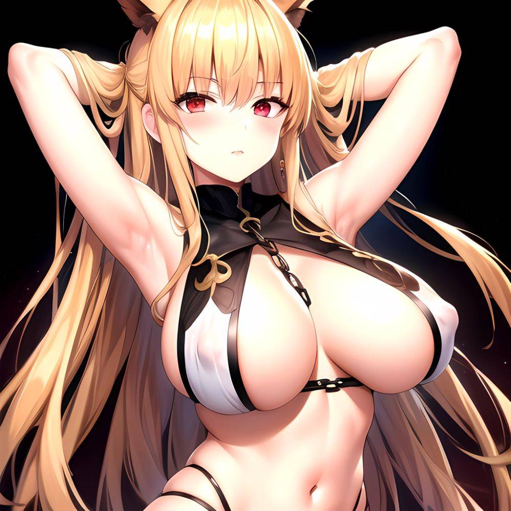 1girl Absurdres Armpits Arms Up Arms Behind Head Barghest Fate Barghest Second Ascension Fate Blonde Hair Blush Breasts Chain Ch, 3819253674 - AIHentai - #main