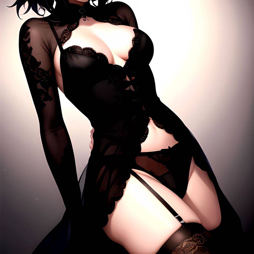 1girl Solo Gothic Emo Lingerie Arms Behind Back, 379962865 - AIHentai - #main