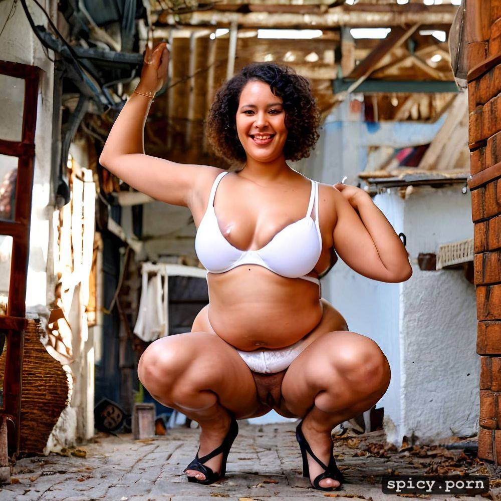 sagging fat belly, short hair, 80 years old, small breasts, short legs - #main