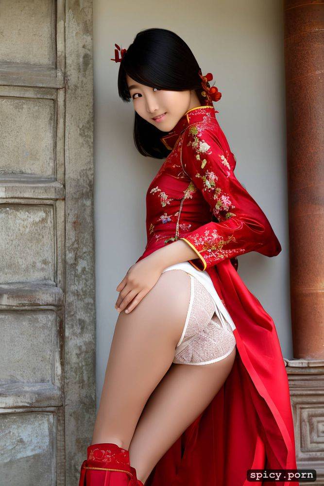 red and white hanfu dress, camel toe, high resolution, teen - #main