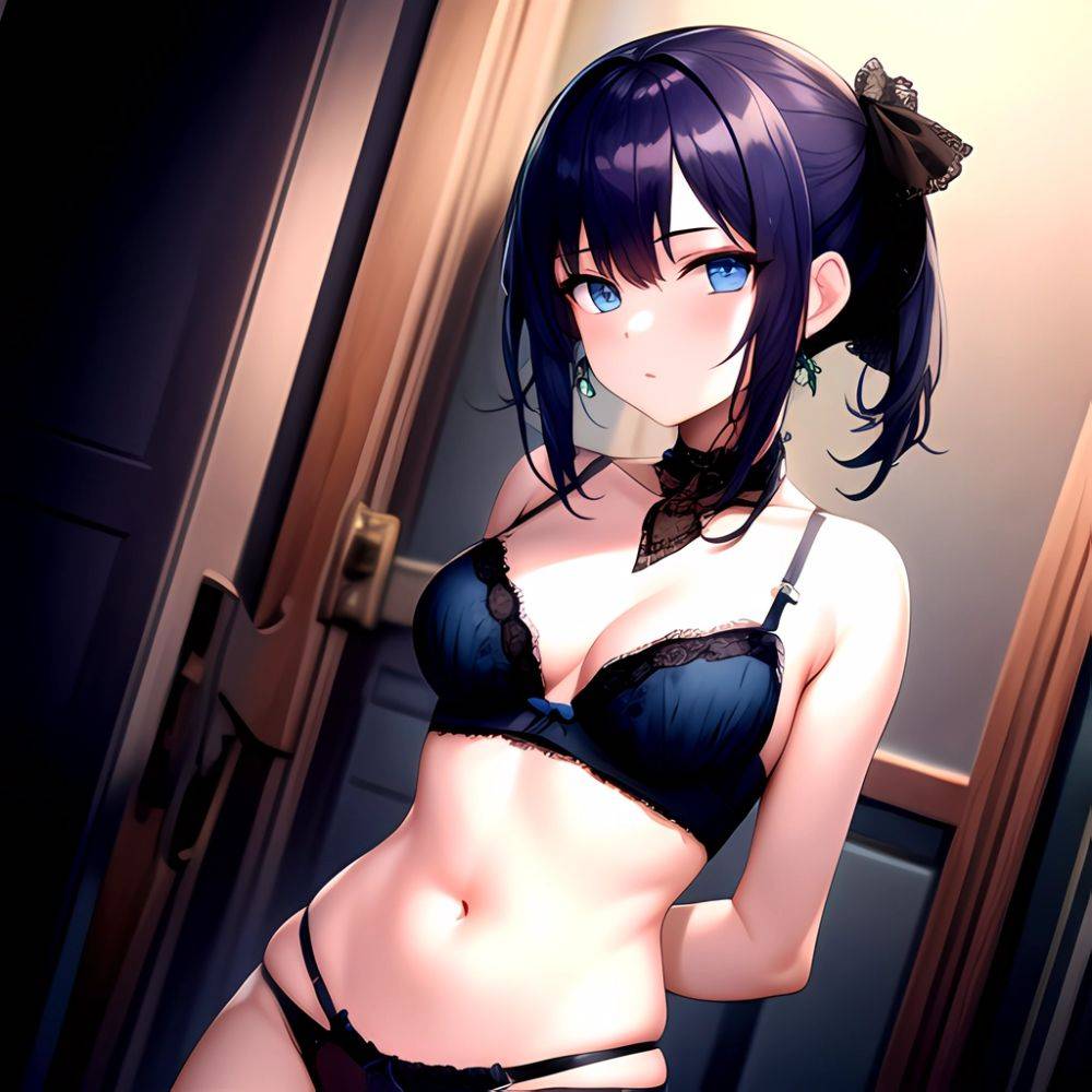 1girl Solo Gothic Emo Lingerie Arms Behind Back Facing The Viewer Blue Eyes, 2808702508 - AIHentai - #main