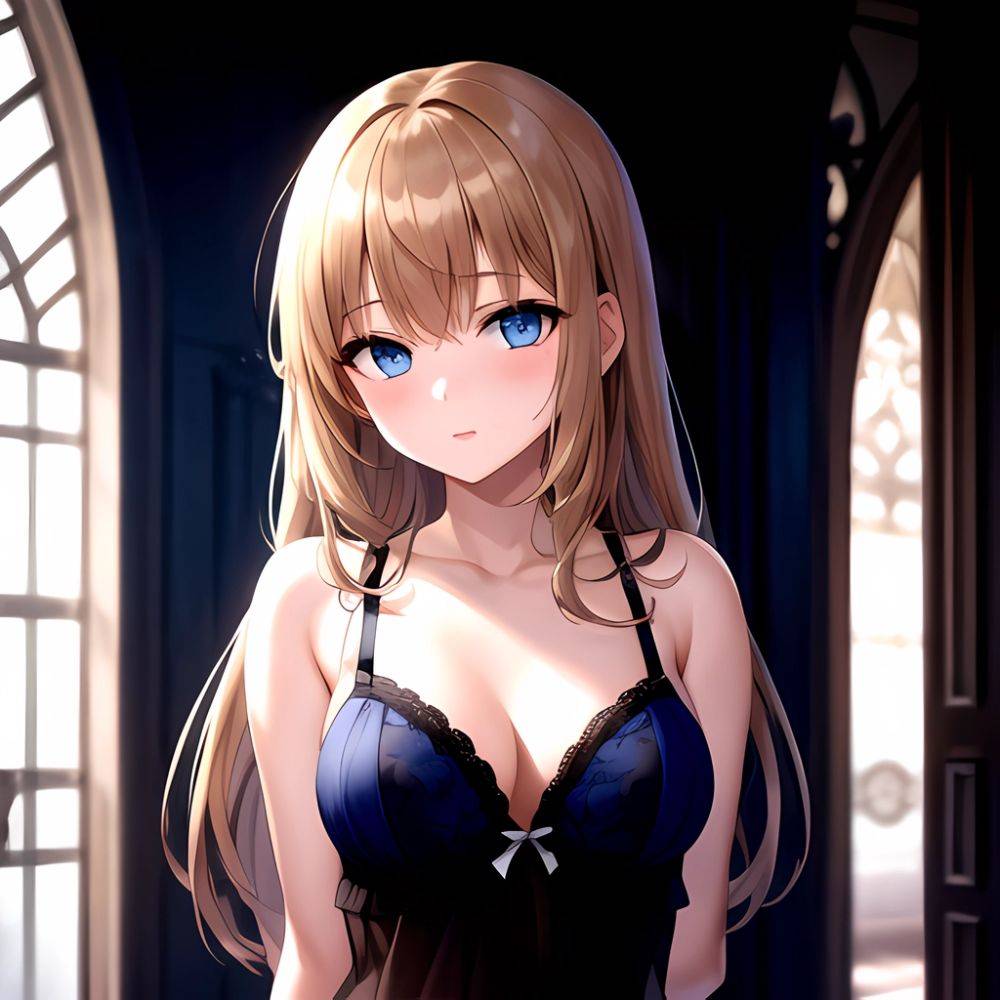 1girl Solo Gothic Emo Lingerie Arms Behind Back Facing The Viewer Blue Eyes, 1338797333 - AIHentai - #main