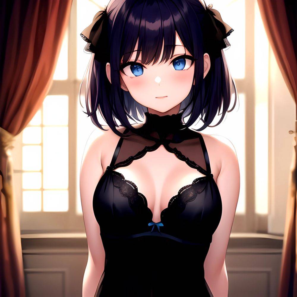 1girl Solo Gothic Emo Lingerie Arms Behind Back Facing The Viewer Blue Eyes, 4248422646 - AIHentai - #main