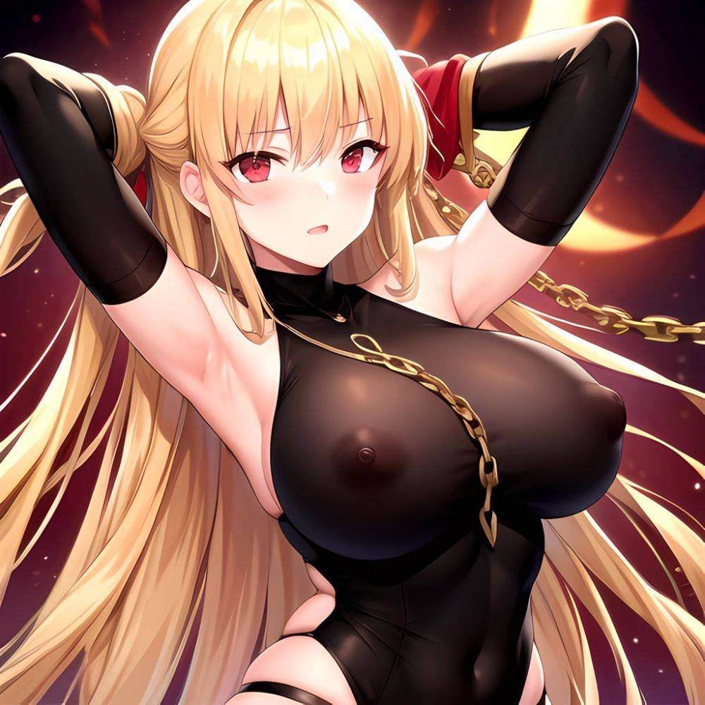 1girl Absurdres Armpits Arms Up Arms Behind Head Barghest Fate Barghest Second Ascension Fate Blonde Hair Blush Breasts Chain Ch, 2305554228 - AIHentai - #main