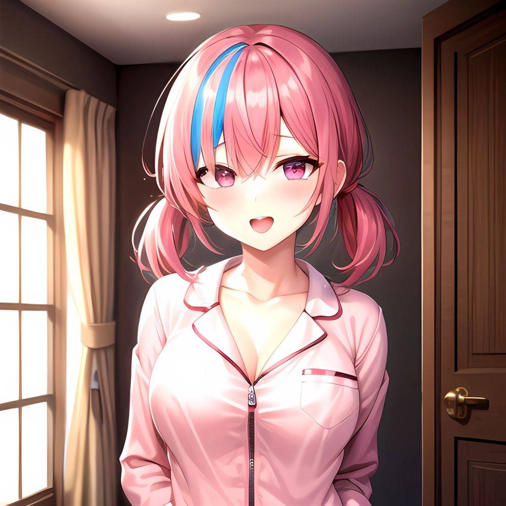 Han Juri 1girl Blush Breasts Breasts Apart Collarbone Hair Over One Eye Large Breasts Long Sleeves Multicolored Hair Navel Nippl, 2817942654 - AIHentai - #main