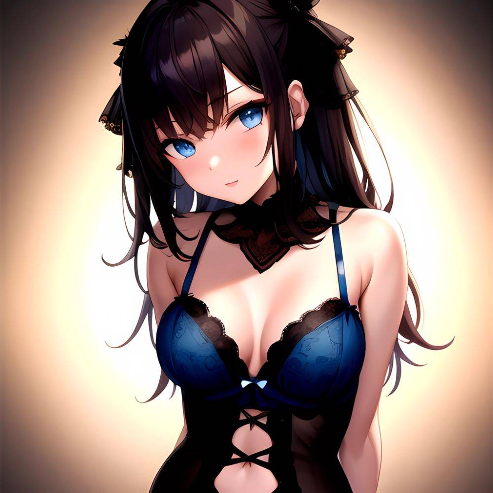 1girl Solo Gothic Emo Lingerie Arms Behind Back Facing The Viewer Blue Eyes, 325326988 - AIHentai - #main