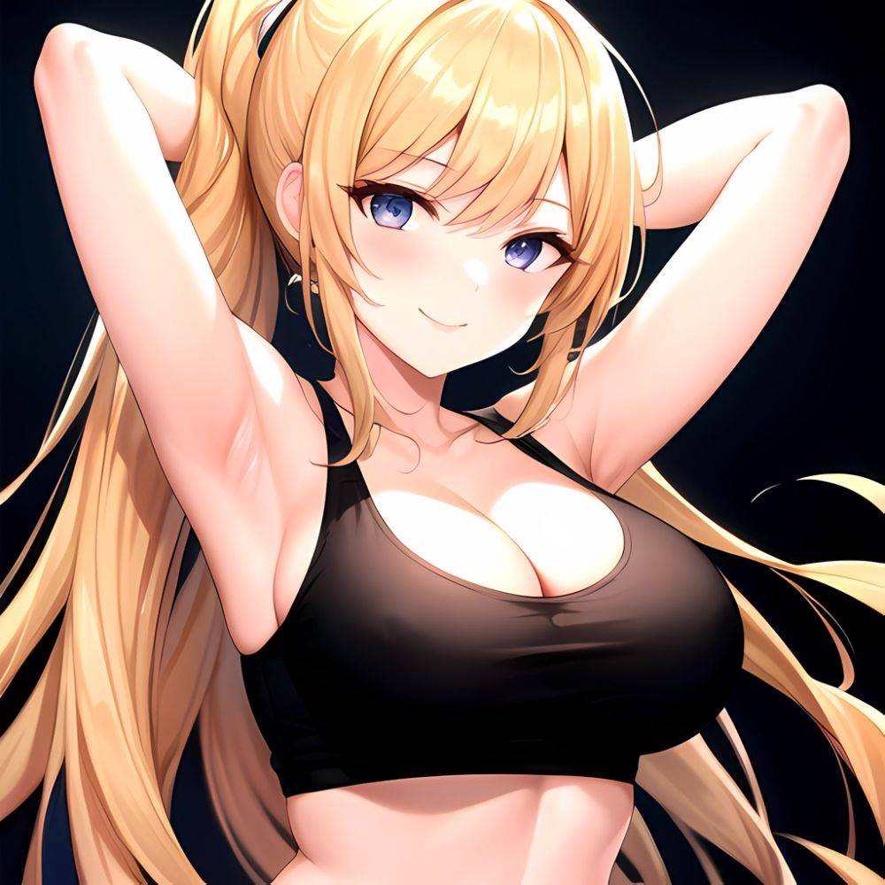 Beatrix Amerhauser 1girl Armpits Arms Behind Head Bare Shoulders Blonde Hair Breasts Cleavage Large Breasts Long Hair Looking At, 511170945 - AIHentai - #main