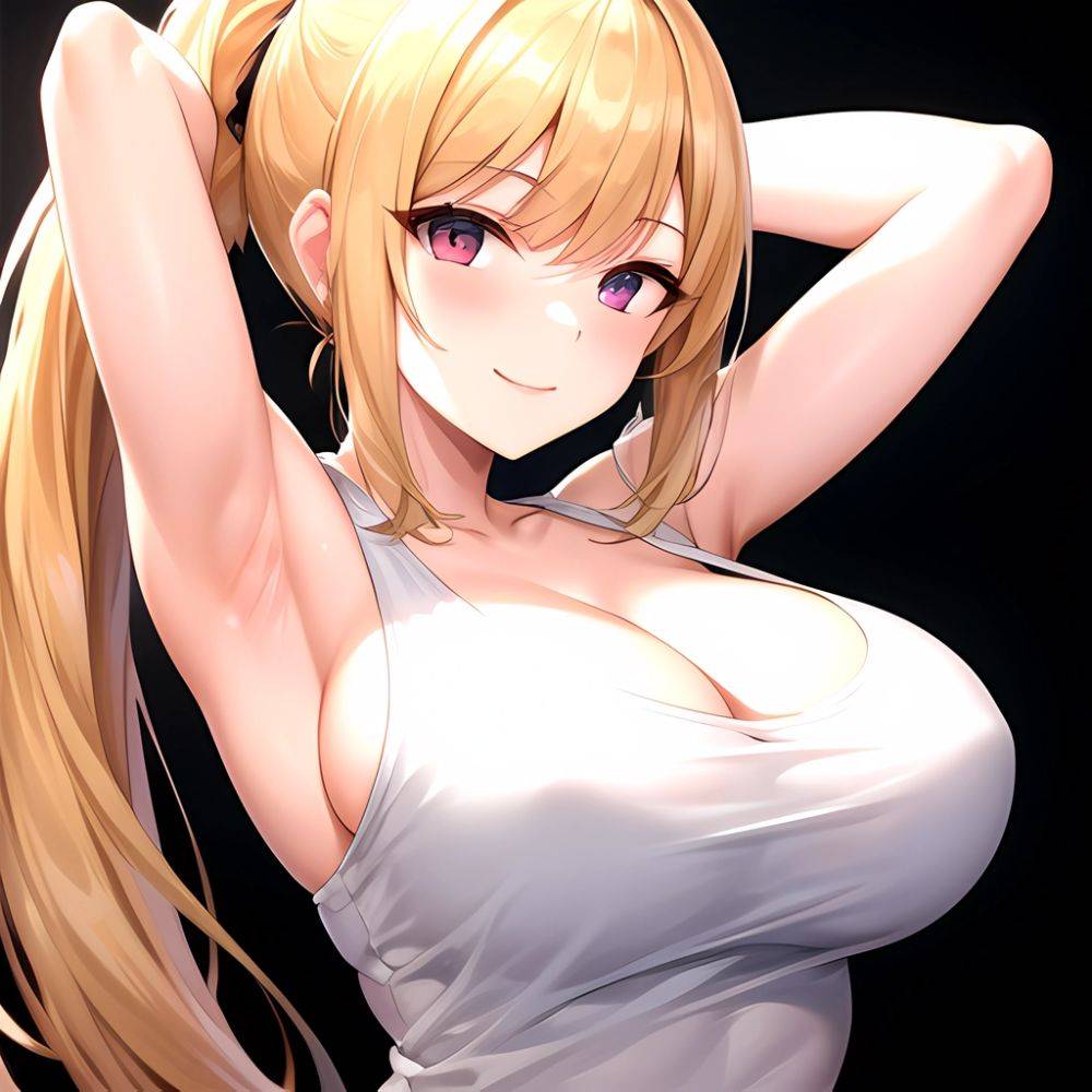 Beatrix Amerhauser 1girl Armpits Arms Behind Head Bare Shoulders Blonde Hair Breasts Cleavage Large Breasts Long Hair Looking At, 2784439851 - AIHentai - #main