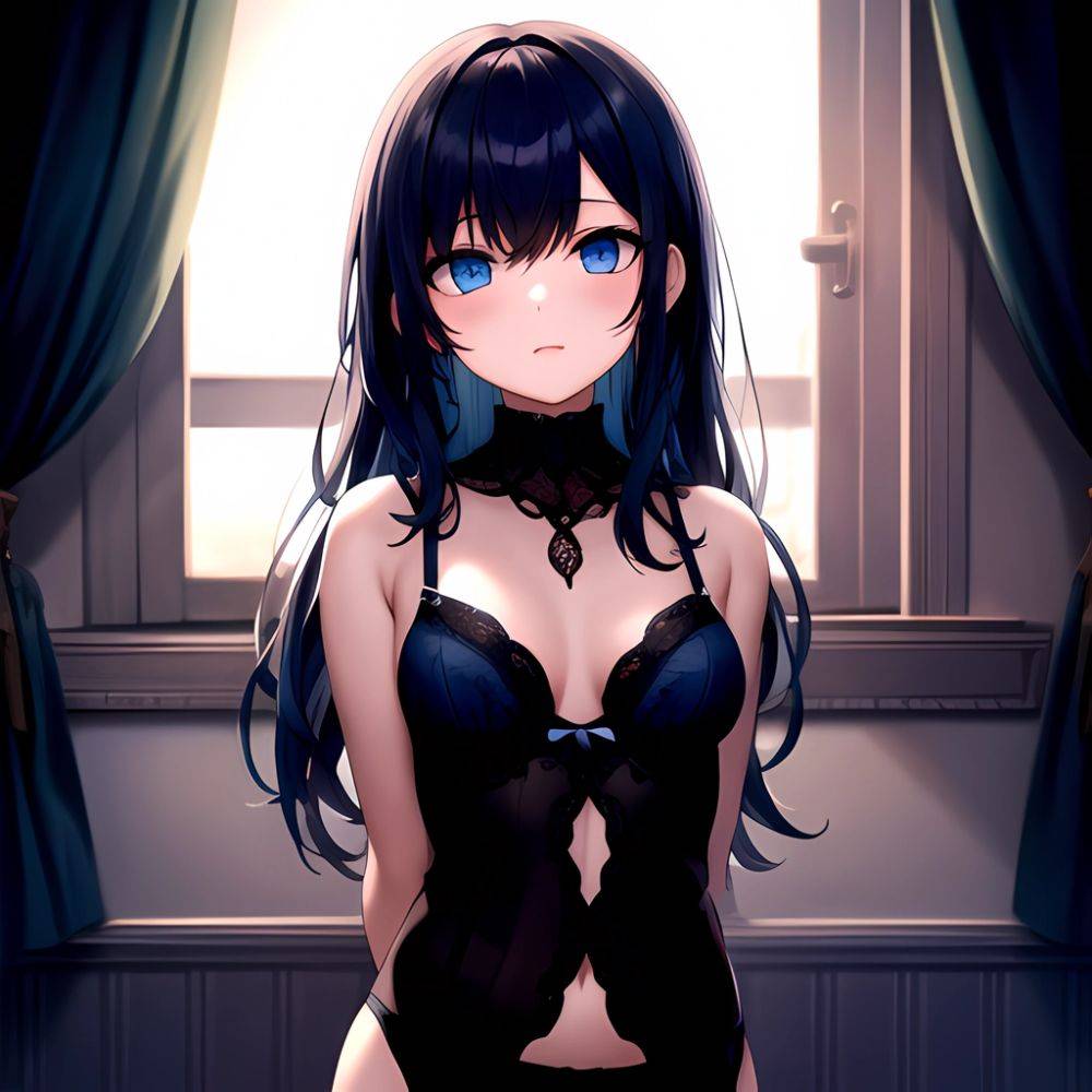 1girl Solo Gothic Emo Lingerie Arms Behind Back Facing The Viewer Blue Eyes, 1333402050 - AIHentai - #main