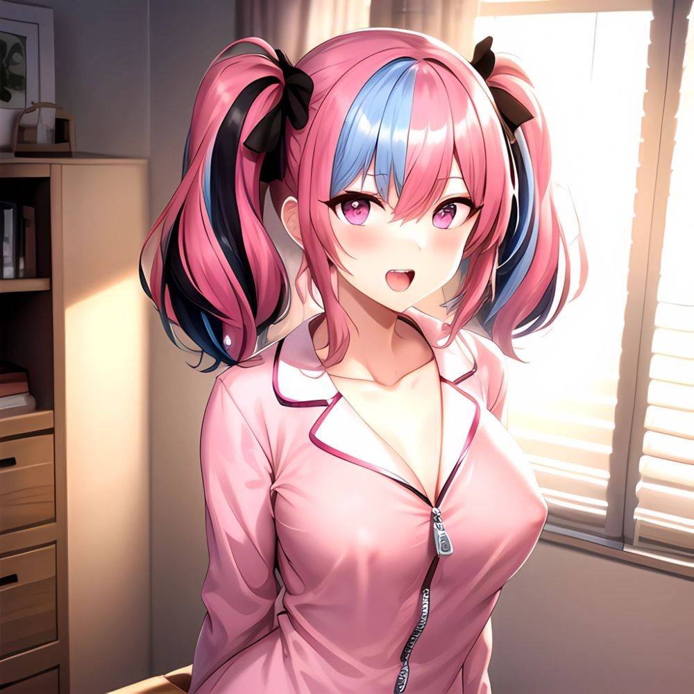 Han Juri 1girl Blush Breasts Breasts Apart Collarbone Hair Over One Eye Large Breasts Long Sleeves Multicolored Hair Navel Nippl, 2147283863 - AIHentai - #main