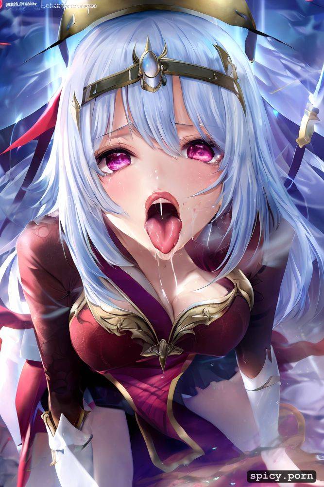 beautifully rendered anime, saliva rolling off tongue, slightly transparent cloth - #main