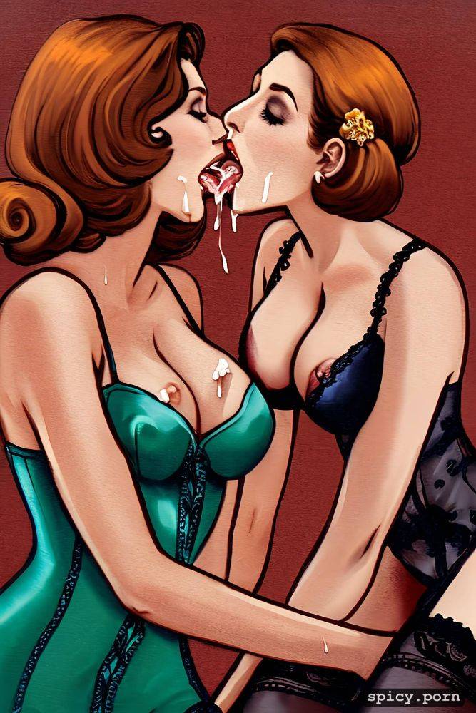 romantic kissing, face licking, 30 years old, small tits, tongues touching - #main