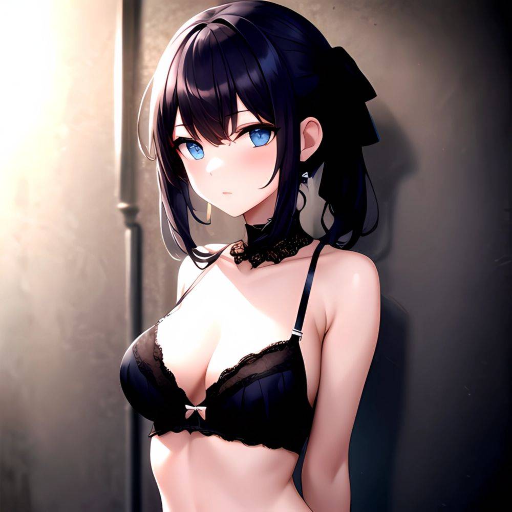 1girl Solo Gothic Emo Lingerie Arms Behind Back Facing The Viewer Blue Eyes, 1903145217 - AIHentai - #main