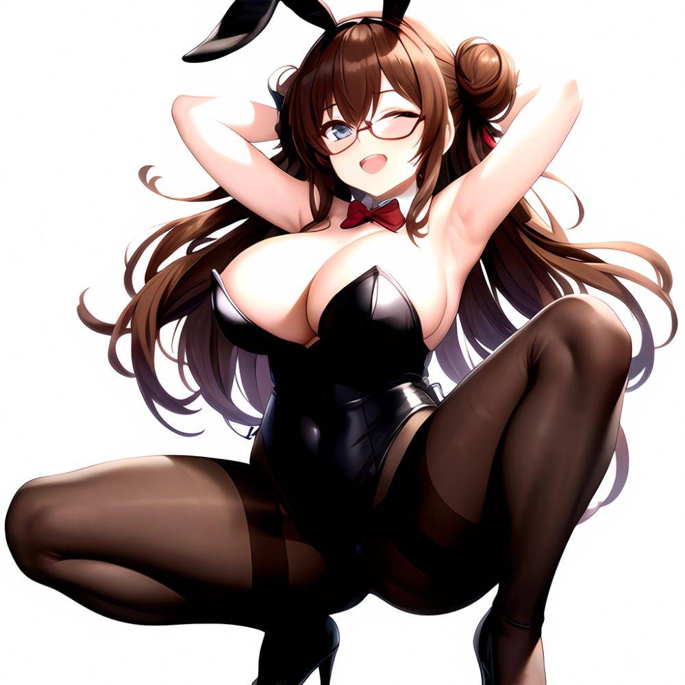 Namhorm Puzenketsu 1girl D Animal Ears Arms Behind Head Armpits Bare Arms Bare Shoulders Black Footwear Black Leotard Breasts Br, 2032722880 - AIHentai - #main