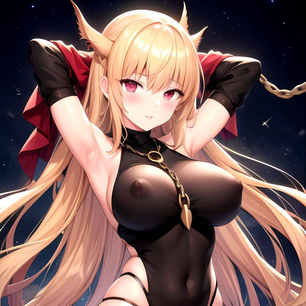 1girl Absurdres Armpits Arms Up Arms Behind Head Barghest Fate Barghest Second Ascension Fate Blonde Hair Blush Breasts Chain Ch, 267850262 - AIHentai - #main