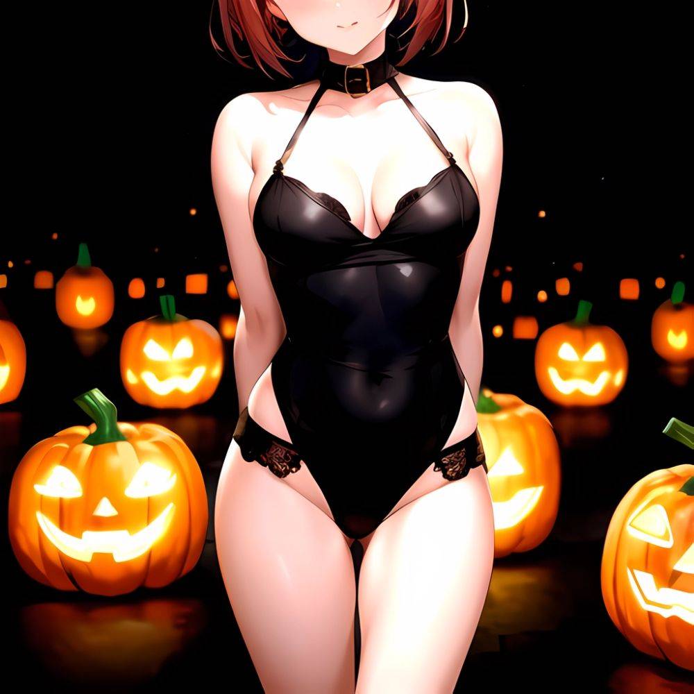 1girl Solo Sexy Outfit Halloween Pumpkins Standing Arms Behind Back, 691692216 - AIHentai - #main