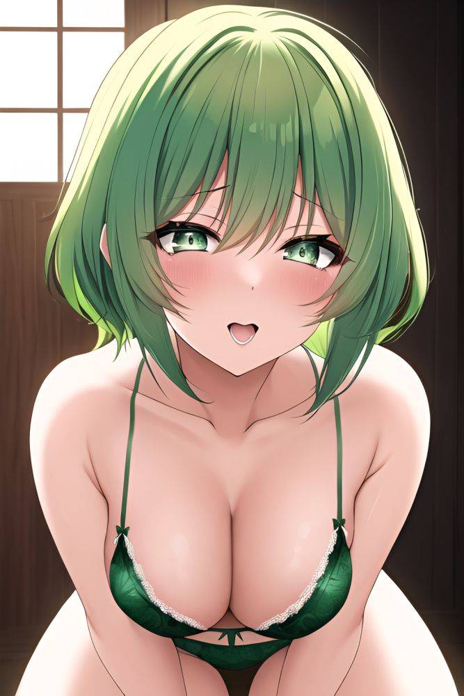 Anime Busty Small Tits 60s Age Ahegao Face Green Hair Pixie Hair Style Light Skin Warm Anime Snow Close Up View Massage Lingerie - AI Hentai - #main