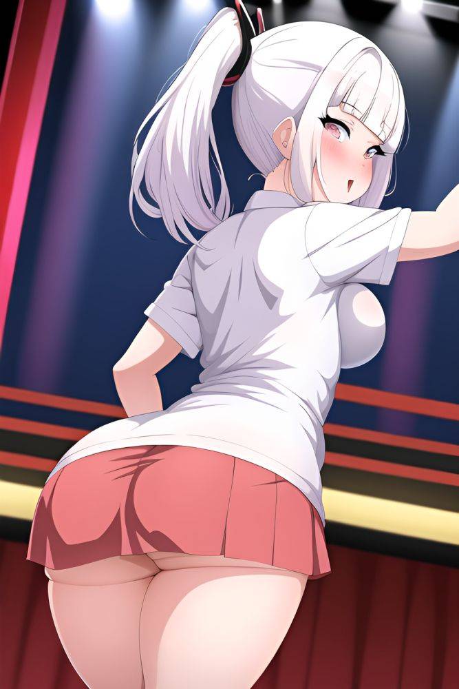 Anime Chubby Small Tits 80s Age Ahegao Face White Hair Ponytail Hair Style Light Skin Comic Stage Back View Bending Over Mini Skirt 3662200933591499697 - AI Hentai - #main