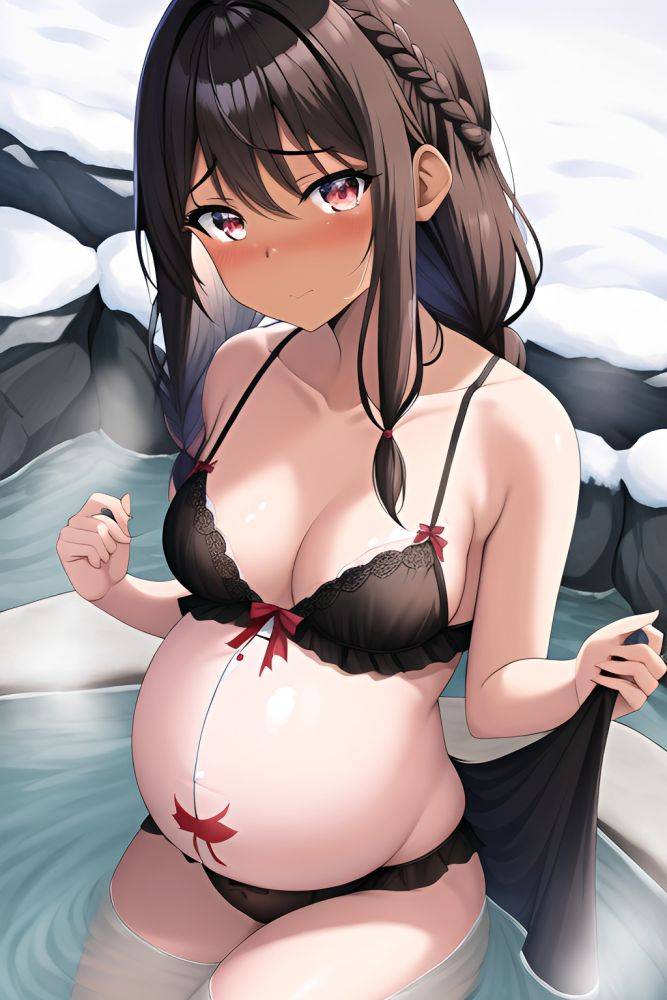 Anime Pregnant Small Tits 20s Age Sad Face Brunette Braided Hair Style Dark Skin Crisp Anime Snow Close Up View Bathing Lingerie 3662266646591979037 - AI Hentai - #main