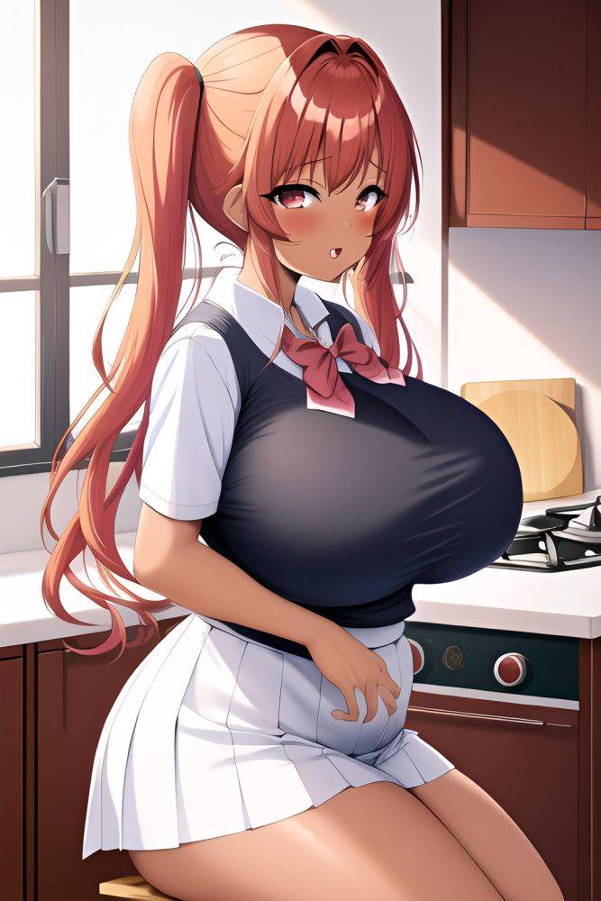 Anime Chubby Huge Boobs 80s Age Ahegao Face Ginger Pigtails Hair Style Dark Skin Soft + Warm Kitchen Close Up View Jumping Schoolgirl 3662282108825576358 - AI Hentai - #main