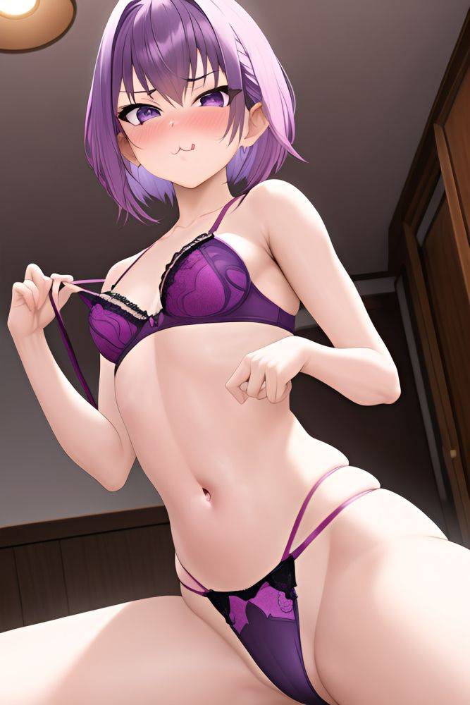 Anime Skinny Small Tits 30s Age Pouting Lips Face Purple Hair Pixie Hair Style Light Skin Warm Anime Gym Front View Spreading Legs Lingerie 3662367149179256486 - AI Hentai - #main