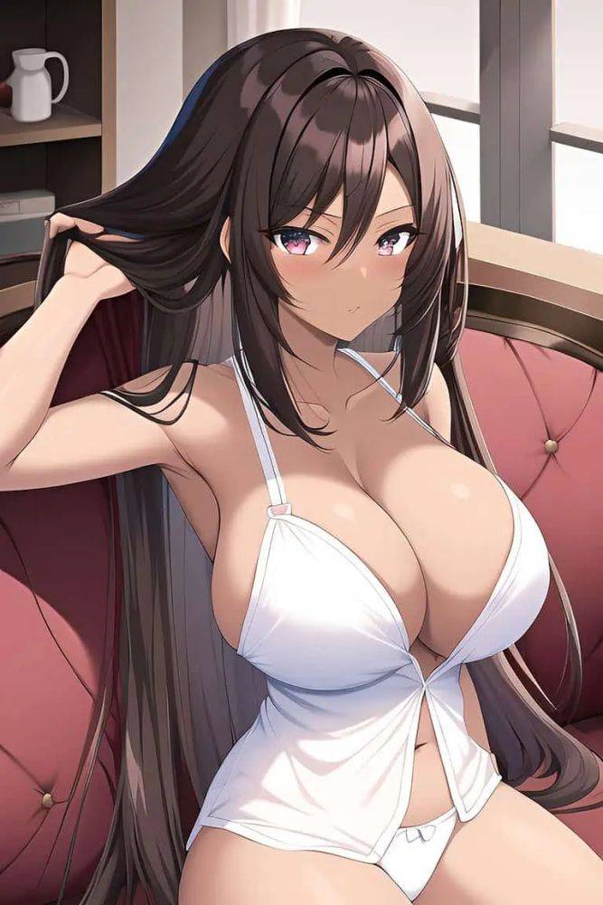 Anime Skinny Huge Boobs 20s Age Seductive Face Brunette Straight Hair Style Dark Skin Comic Couch Back View On Back Pajamas 3662452187385605616 - AI Hentai - #main