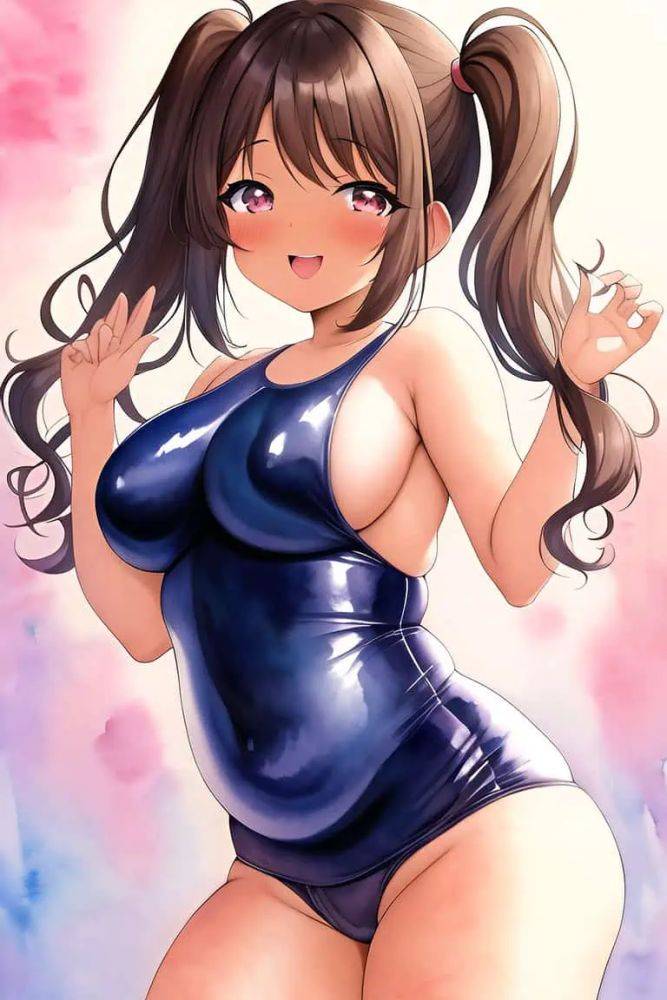 Anime Chubby Small Tits 40s Age Happy Face Brunette Pigtails Hair Style Dark Skin Watercolor Party Front View Yoga Latex 3662459920106400754 - AI Hentai - #main