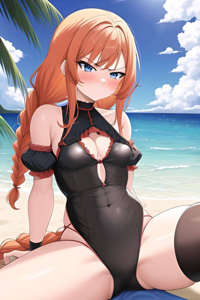 Anime Busty Small Tits 70s Age Serious Face Ginger Braided Hair Style Light Skin Painting Beach Side View Spreading Legs Goth 3662448321547084984 - AI Hentai - #main