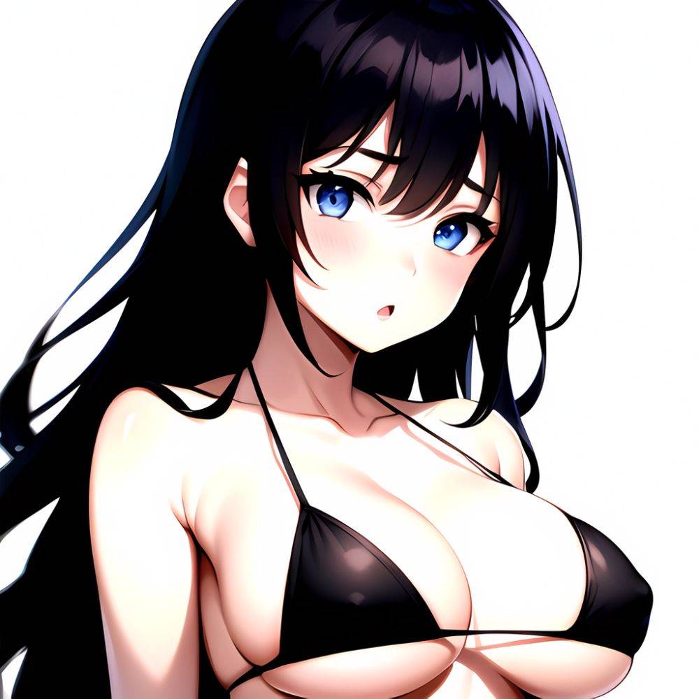 1girl O Absurdres Bikini Black Bikini Black Hair Blue Eyes Breasts Cleavage Collarbone Commentary Request Highres Large Breasts, 944346410 - AI Hentai - #main