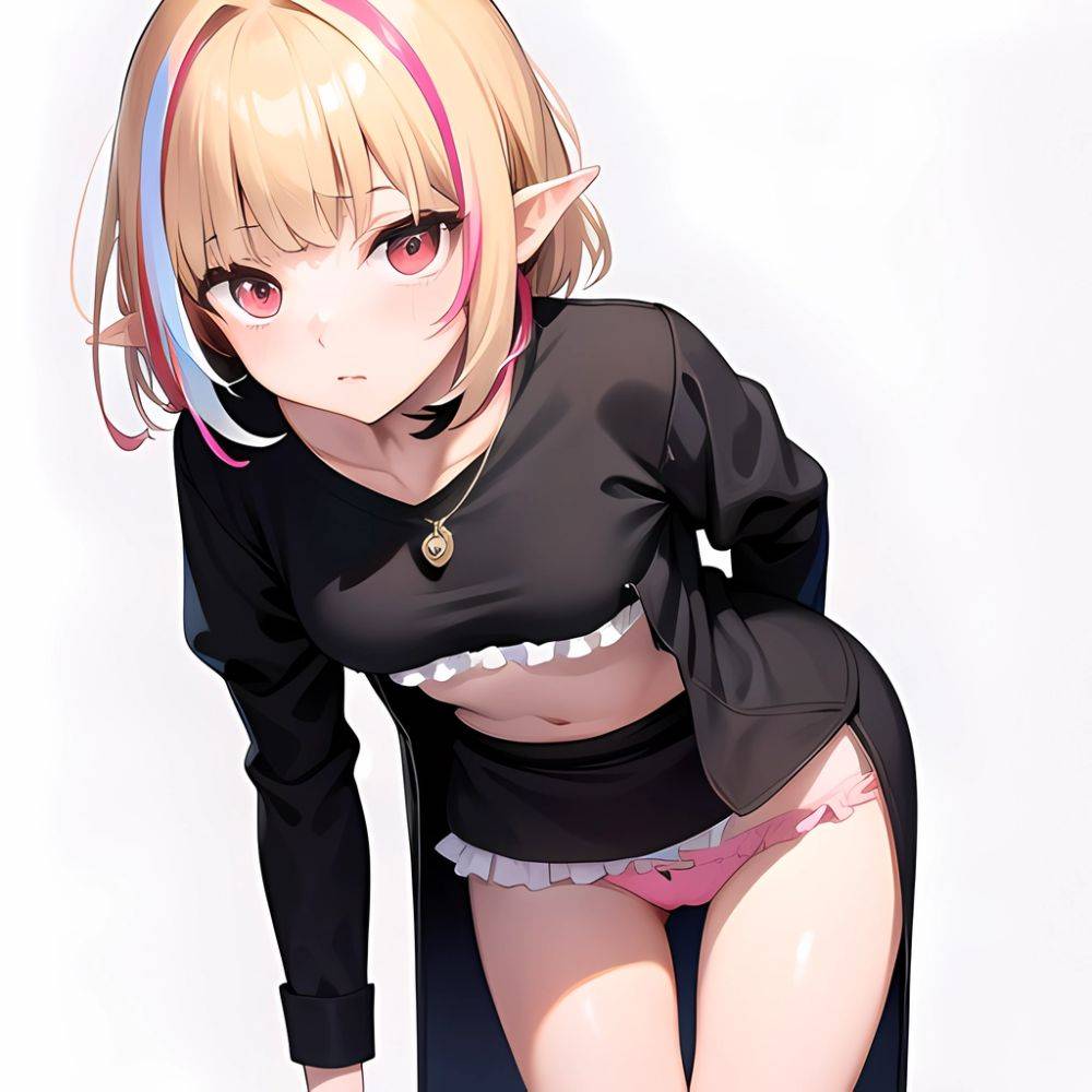 1girl Blonde Hair Frilled Panties Frills Highres Hip Bones Looking At Viewer Makaino Ririmu Multicolored Hair Navel Nijisanji No, 1103063752 - AI Hentai - #main