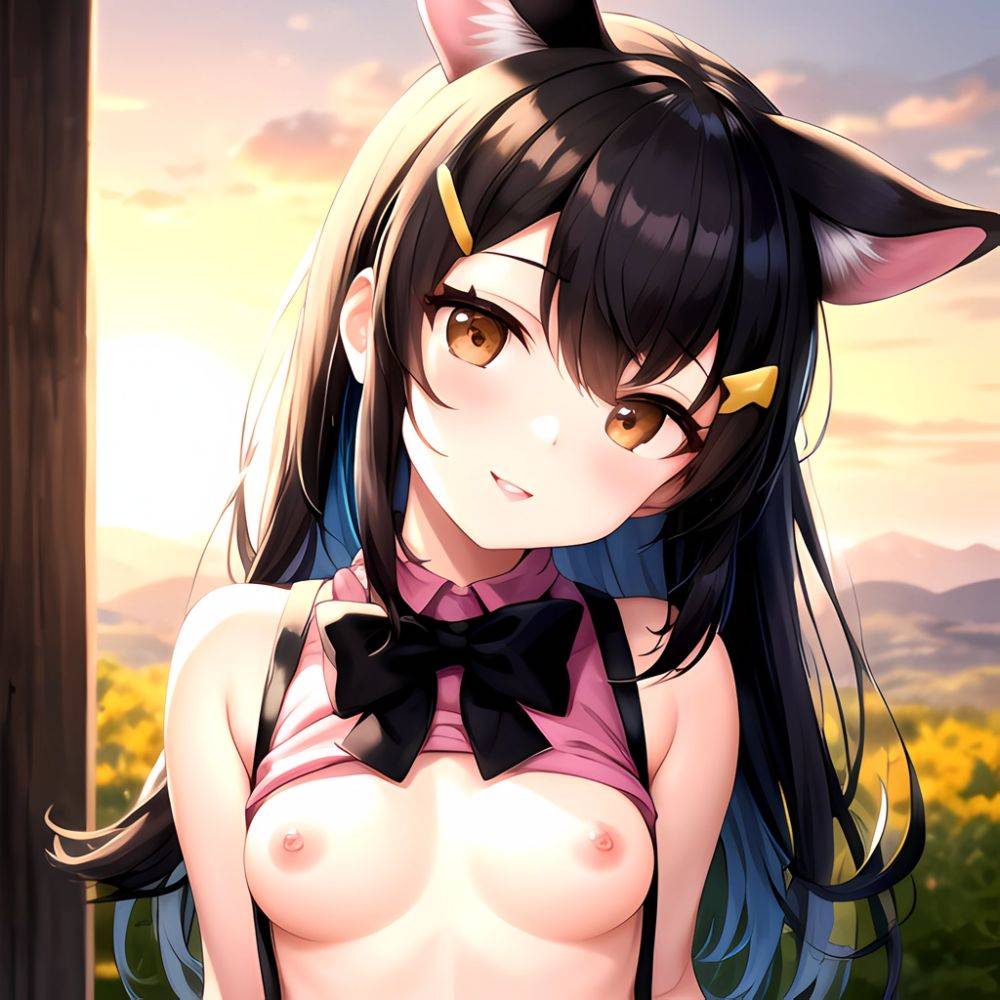 1girl Aardvark Kemono Friends Animal Ears Bare Shoulders Black Bow Black Bowtie Black Hair Bow Bowtie Breasts Brown Eyes Cropped, 4029400955 - AI Hentai - #main