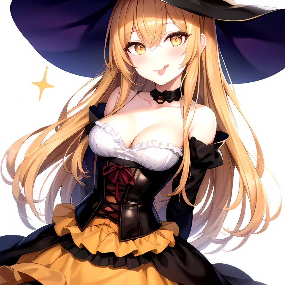 Shokuhou Misaki 1girl P Arched Back Black Corset Black Headwear Blonde Hair Breasts Candy Choker Corset Dress Food Frilled Choke, 2437679189 - AI Hentai - #main