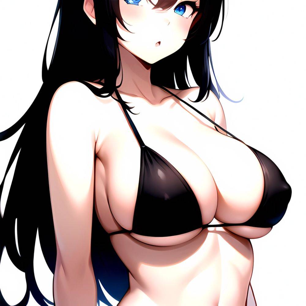 1girl O Absurdres Bikini Black Bikini Black Hair Blue Eyes Breasts Cleavage Collarbone Commentary Request Highres Large Breasts, 4233284281 - AI Hentai - #main