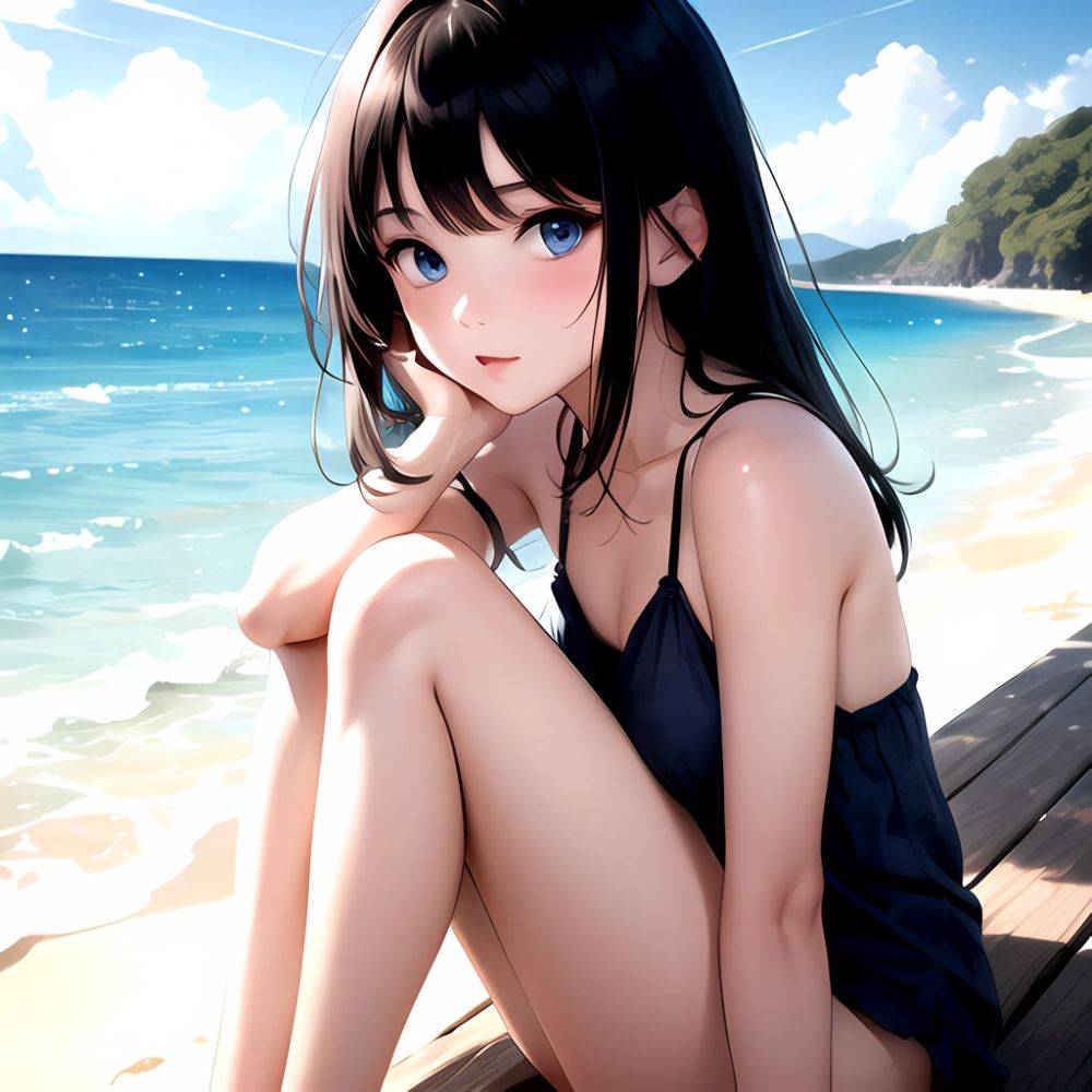 1girl Solo Beach Blue Eyes, 3983948160 - AI Hentai - #main