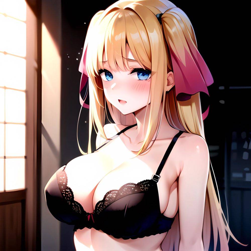 1girl Blonde Hair Blue Eyes Black Bra Blush Breasts Go Toubun No Hanayome Miku Day Nakano Miku Arms Behind Back, 2833783126 - AI Hentai - #main