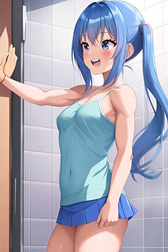 Anime Muscular Small Tits 70s Age Laughing Face Blue Hair Pigtails Hair Style Light Skin Soft Anime Shower Side View T Pose Mini Skirt 3662351684798080922 - AI Hentai - #main