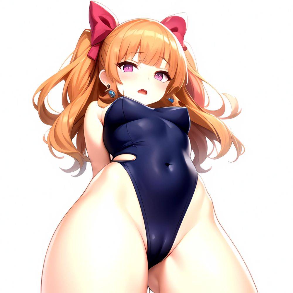 1girl Akazutsumi Momoko Blunt Bangs Bow Covered Navel Earrings Female Focus From Below Hair Bow Hyper Blossom Kndhentai Leotard, 986092713 - AI Hentai - #main