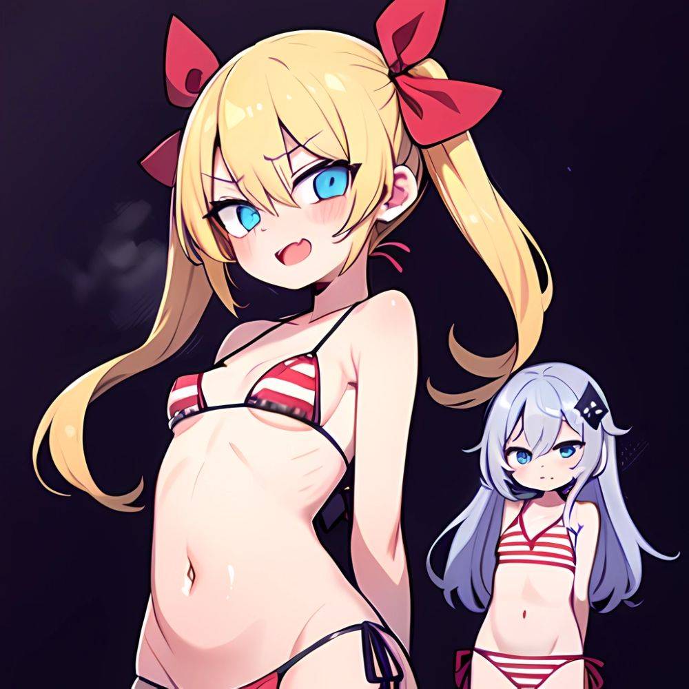 Gabriel Tenma White Raphiel Shiraha Ainsworth 2girls American Flag Bikini Bikini Blonde Hair Blue Eyes Blush Breasts Cross Hair, 1594747027 - AI Hentai - #main