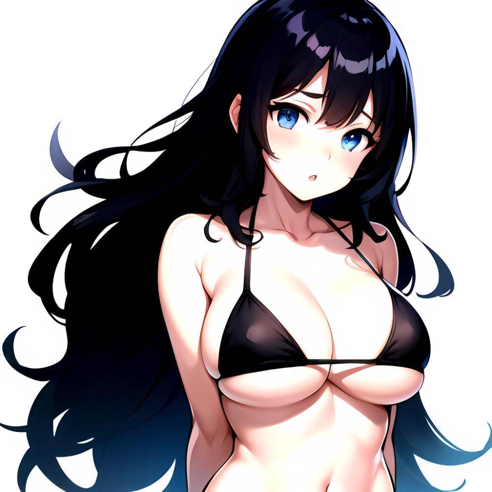 1girl O Absurdres Bikini Black Bikini Black Hair Blue Eyes Breasts Cleavage Collarbone Commentary Request Highres Large Breasts, 786840403 - AI Hentai - #main