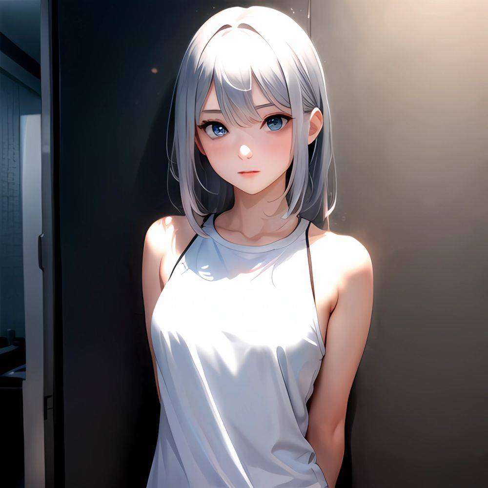 1girl Sexy Blue Eyes Silver Hair Arms Behind Back Facing The Camera Looking At The Camera, 2486893431 - AI Hentai - #main