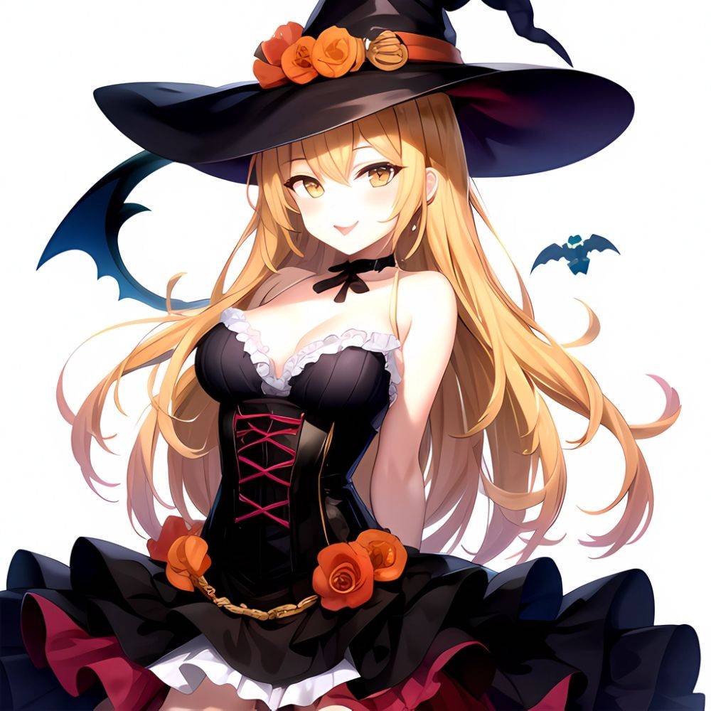 Shokuhou Misaki 1girl P Arched Back Black Corset Black Headwear Blonde Hair Breasts Candy Choker Corset Dress Food Frilled Choke, 3563895558 - AI Hentai - #main