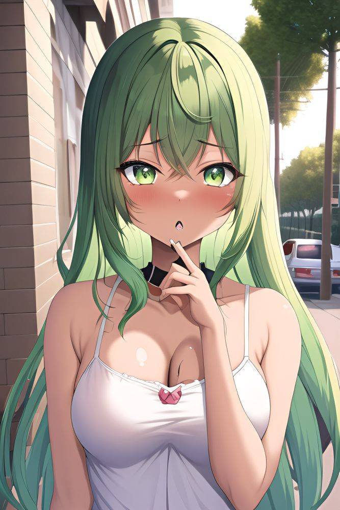 Anime Busty Small Tits 20s Age Shocked Face Green Hair Straight Hair Style Dark Skin Soft Anime Street Close Up View Cumshot Goth 3663136377419081035 - AI Hentai - #main